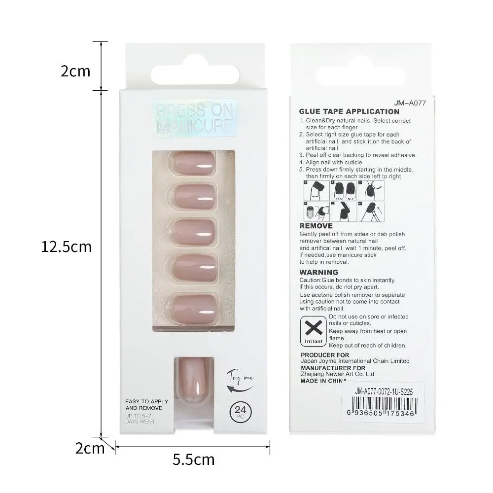 20Styles Solid Color Square Head False Nail Tip Wearable Fake Nails Artificial Nail Tips Full Cover Press On Nails Manicure Tool