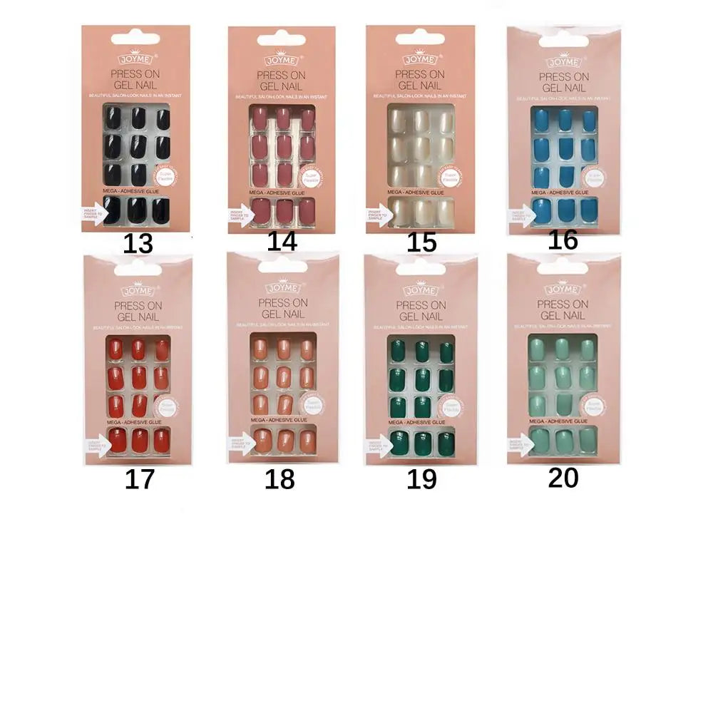 20Styles Solid Color Square Head False Nail Tip Wearable Fake Nails Artificial Nail Tips Full Cover Press On Nails Manicure Tool