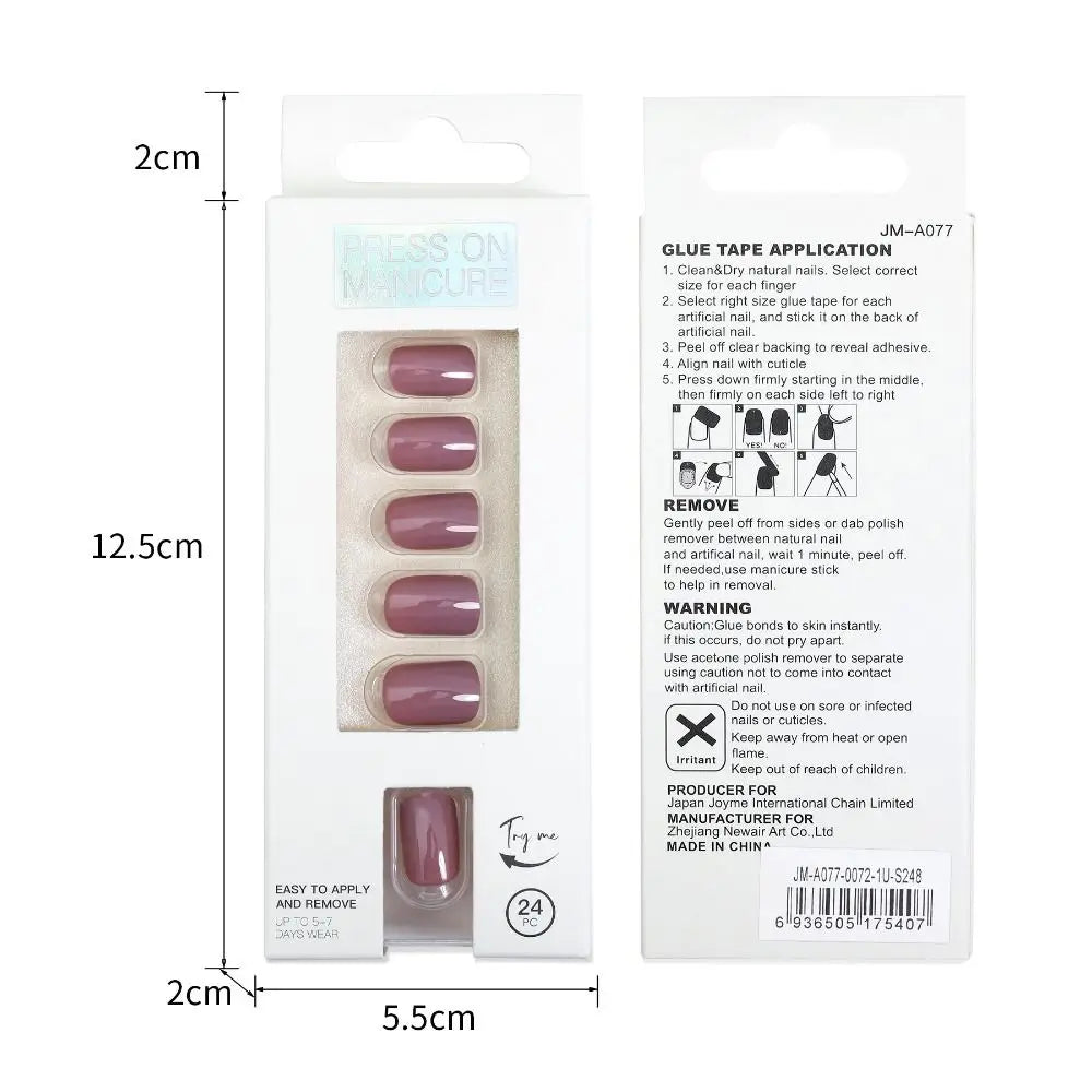 20Styles Solid Color Square Head False Nail Tip Wearable Fake Nails Artificial Nail Tips Full Cover Press On Nails Manicure Tool